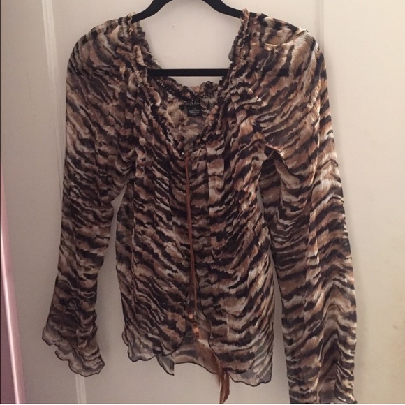 Guess Sheer Leopard Print Top - Picture 3 of 3